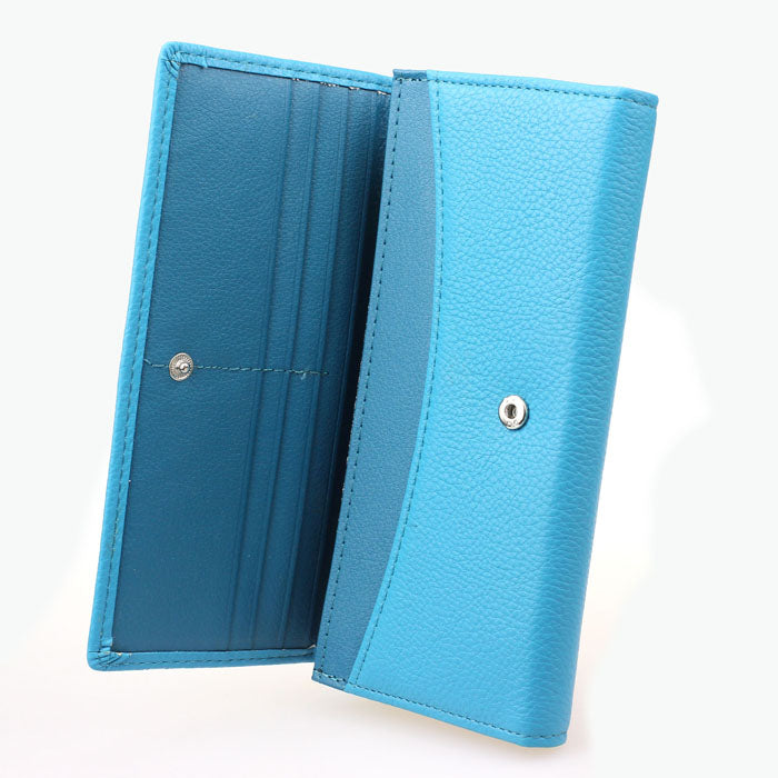 Fashion Lady Women Classic Purse Clutch Wallet Bags PU Handbag Blue