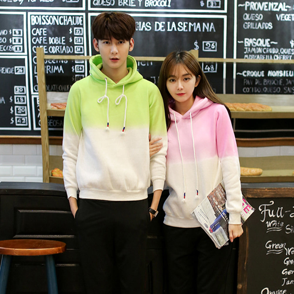 Unisex Fashion Long Sleeve Sweet Casual Gradient Color Pullover Hooded Hoodie