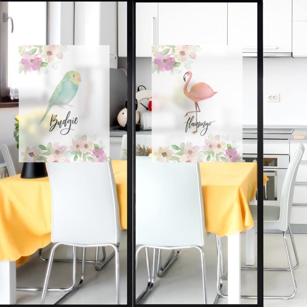 Fashion Bird Pattern PVC Frosted Door Glass Sticker Bedroom Bathroom Decal Decor