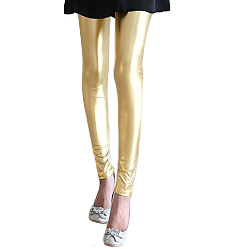 Women's Girls' Metallic Shiny Sparkle Stretch Tights Nightclub Leggings Pants