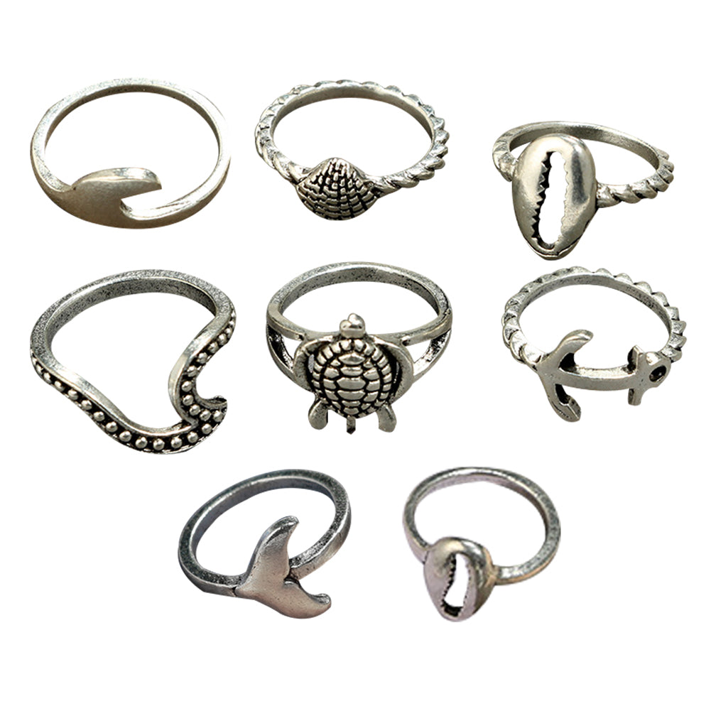 8Pcs/Set Women Fashion Boho Turtle Knuckle Ring Charming Gift Set Stacking