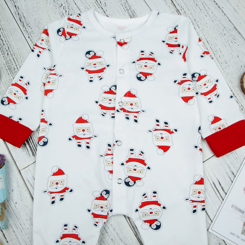 Cartoon Baby Santa Claus Long Sleeve Romper Christmas One-piece Jumpsuit