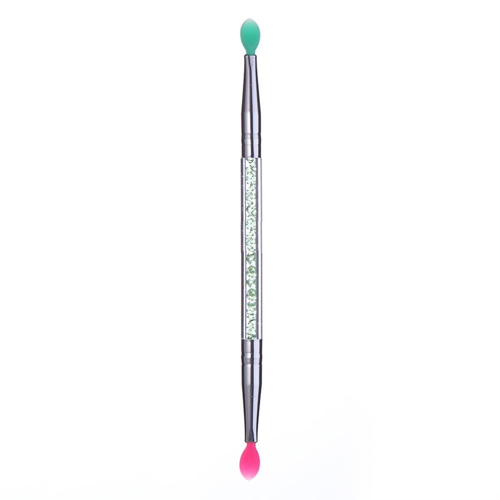 Double Ended Silicone Head Rhinestone Eyeshadow Eyebrow Lip Makeup Brush Tool