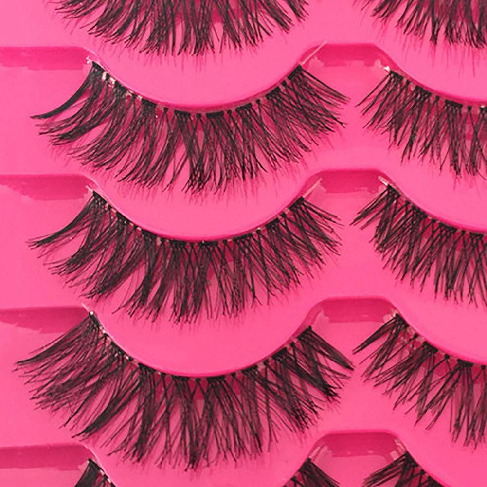 5 Pairs Makeup Natural Plastic Transparent Stems Cross False Fake Eyelashes