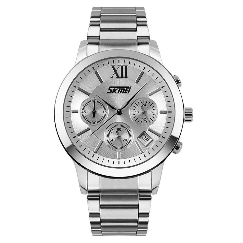 Fashion Men Alloy Band Roma Style Sub-Dial Analog Quartz Wrist Watch Gift