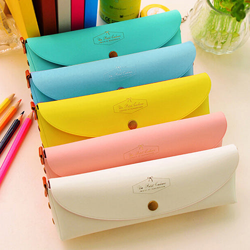 Creative Candy Color Pencil Case Kawaii Concise Multi-fonction Pencil Bag