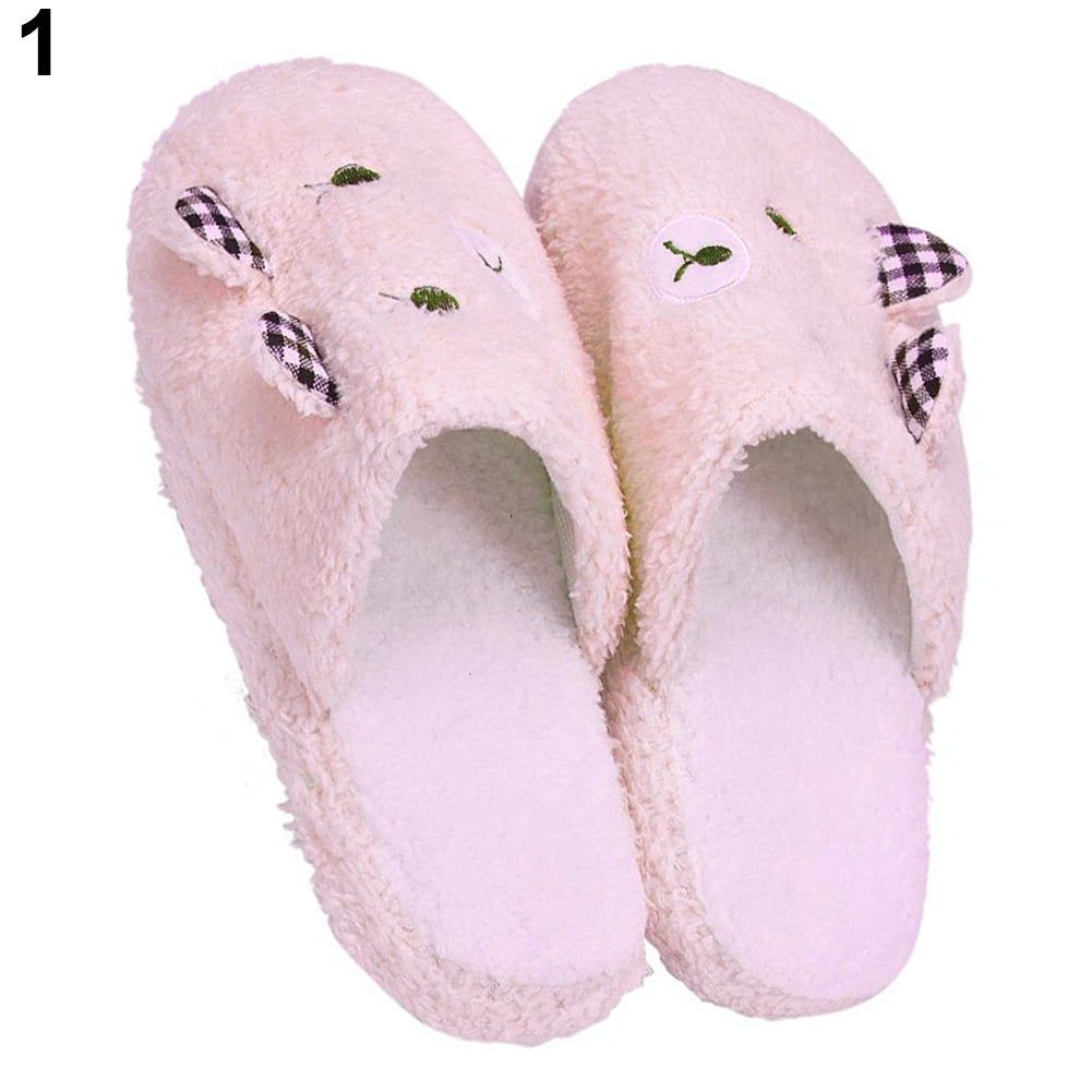 Women Lovely Bear Pattern Soft Sole Cotton-padded Slippers Winter Indoor Shoes