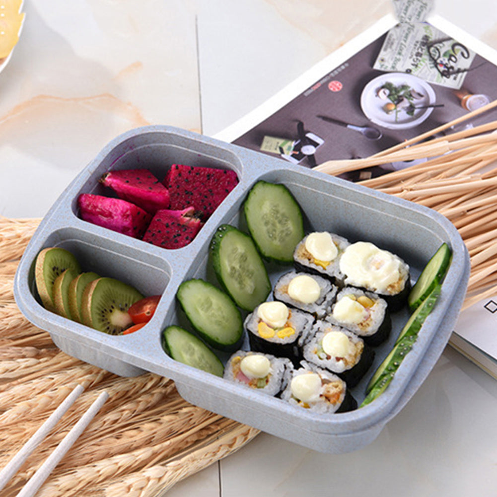 3 Compartments PP Lunch Box Food Storage Container for Kids Adults Picnic