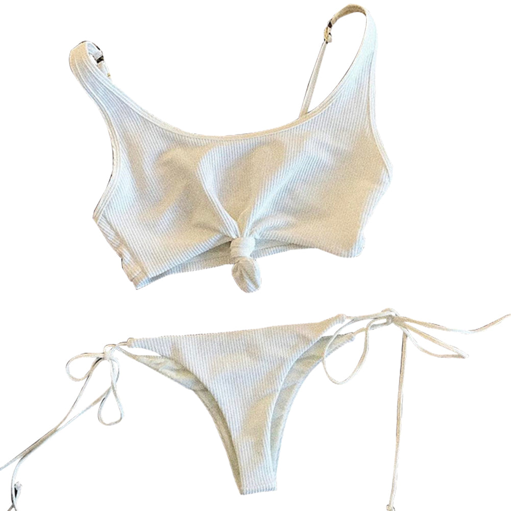 Fashion Women's Bikini Set Bandage Push Up Bra Briefs Solid Color Beachwear