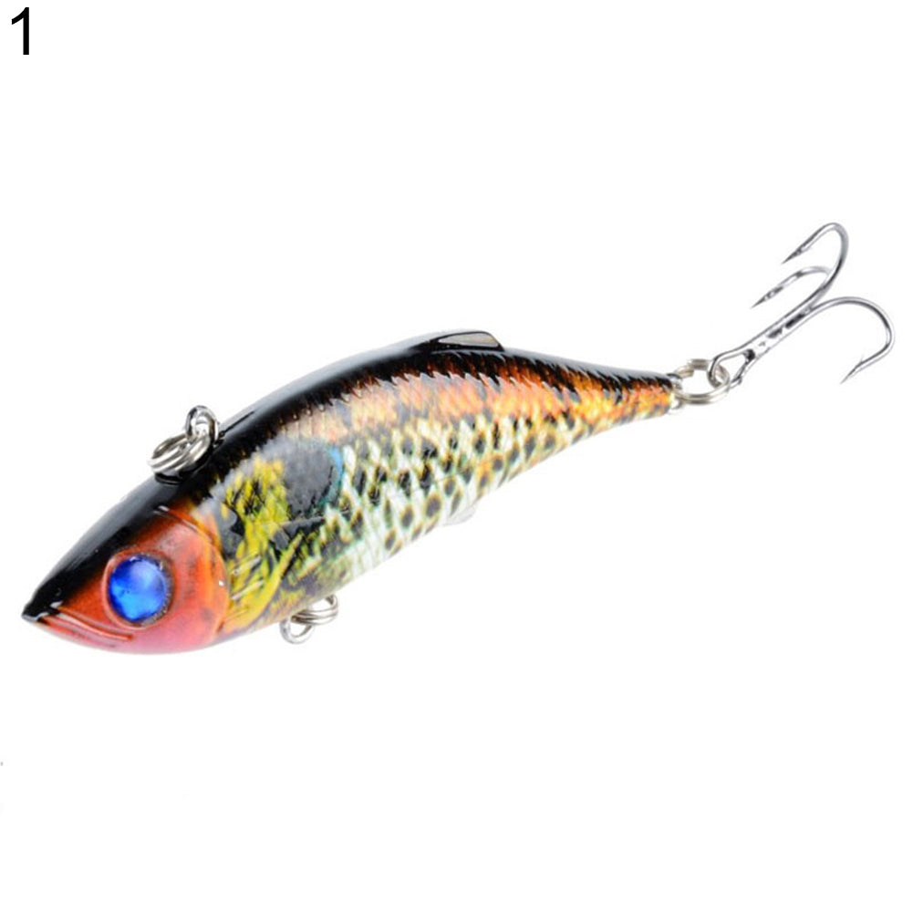 Colorful Painted Bionic Fish Shape 3D Eyes Fishing Hard Lure Bait Hooks Tool