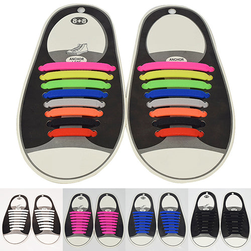 16Pc/Set Women Men Athletic Shoelaces Elastic Silicone All Sneakers Fit Strap