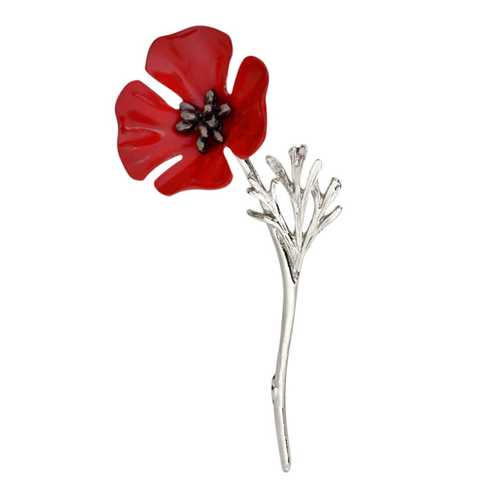 Poppy Flower Brooch Pin Vintage Women Men Collar Accessory Breastpin Jewelry