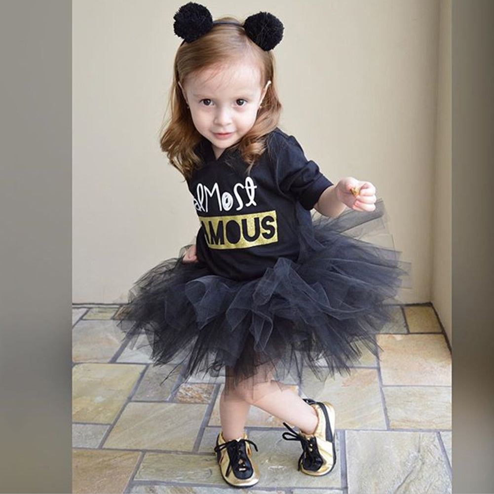 Baby Girl Little Princess Tulle Tutu Skirt Letter Print Party Mini Dance Dress