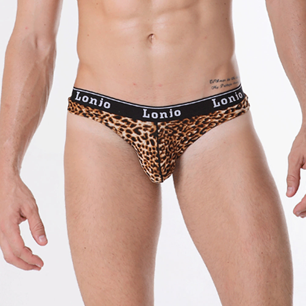 Sexy Men Breathable Thong Underwear Briefs Bulge Pouch Leopard Underpants