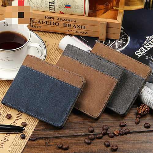 Men's Short Canvas Wallet Vertical Horizontal Bifold Card Money Clutch Multi-slot