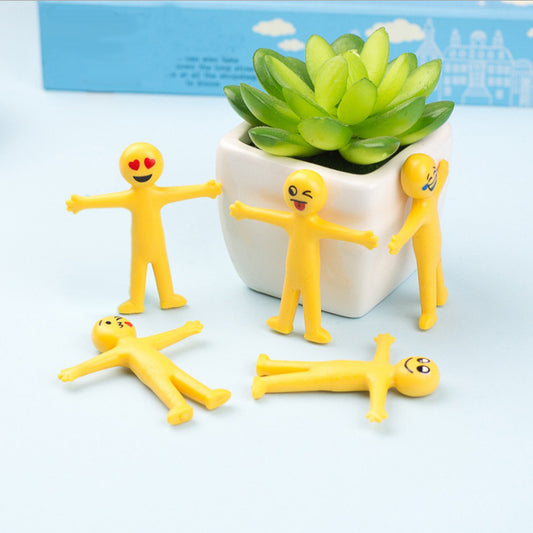 5Pcs Novelty Cute Emoji Doll Stretch Decompression Squeeze Stress Relief Toy