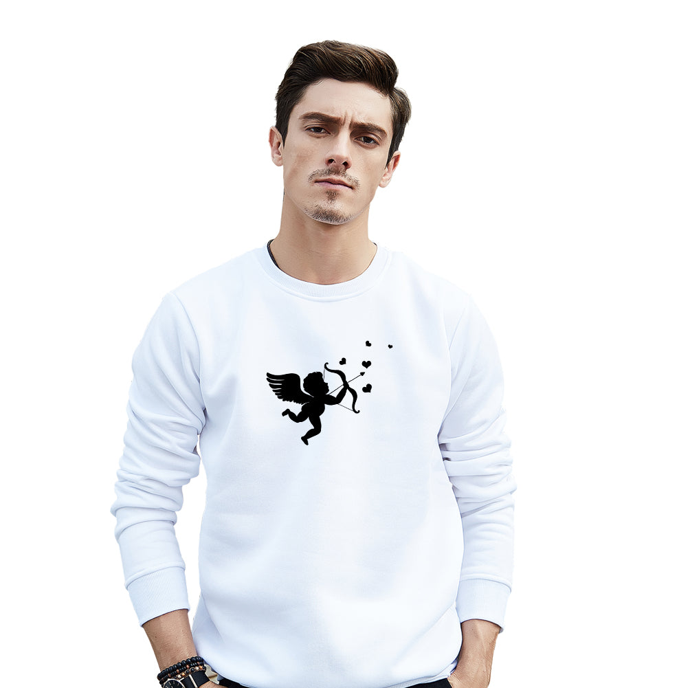 Cupid Pattern Women Men Warm Pullover Crew Neck Long Sleeve Sweatshirt Top