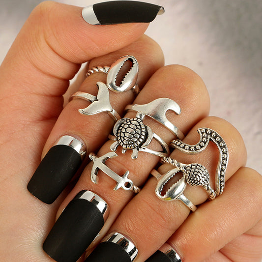 8Pcs/Set Women Fashion Boho Turtle Knuckle Ring Charming Gift Set Stacking