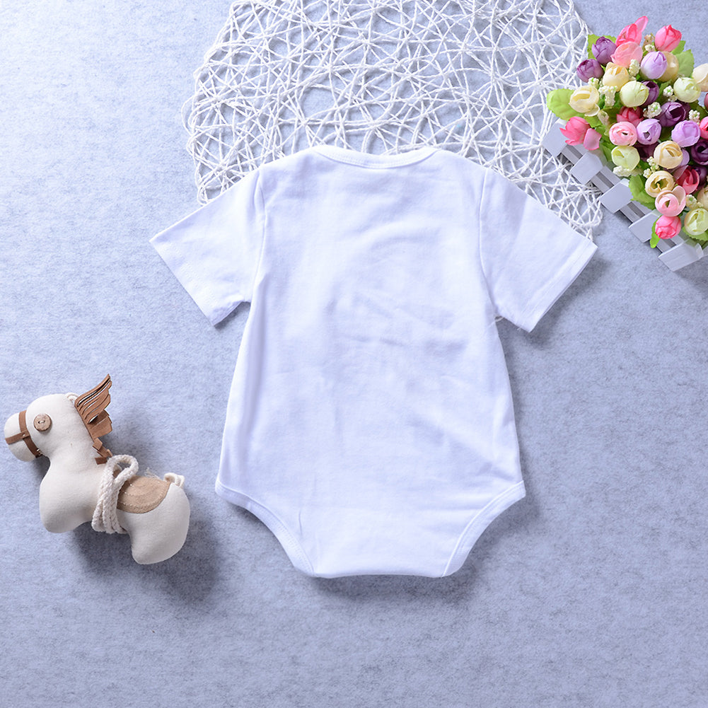 Newborn Baby Girls Boys Flower Short Sleeve Top Romper Pants Headband Outfits
