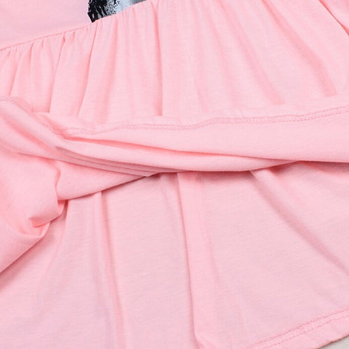 Kids Girls Fashion Summer Short Sleeve Cute Cat Bowknot Dress O-Neck Dress