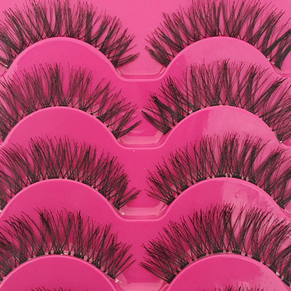 5 Pairs Makeup Natural Plastic Transparent Stems Cross False Fake Eyelashes