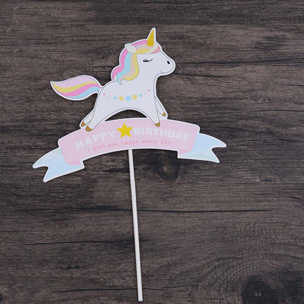 Happy Birthday Unicorn Cake Topper Decoration for Birthday Party Anniversary