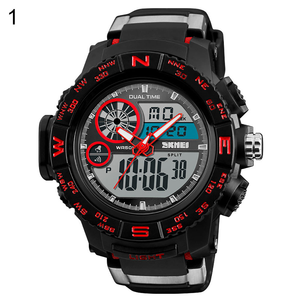 Fashion Sports Waterproof Dual Time Digital Analog Luminous Wrist Watch Gift
