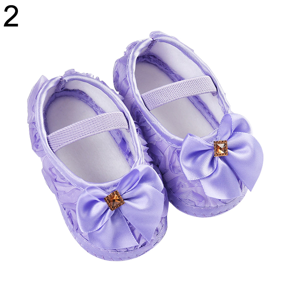 Toddler Baby Kids Girl Bowknot/Flower Anti-slip Princess Slip-on Soft Sole Shoes