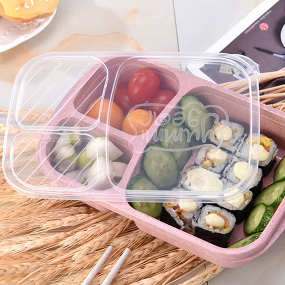 3 Compartments PP Lunch Box Food Storage Container for Kids Adults Picnic