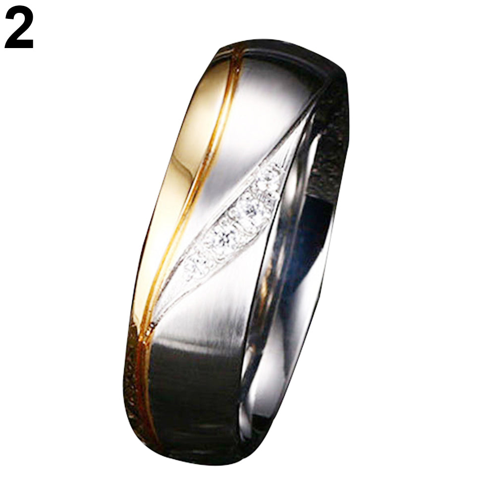 Fashion Gold Plated Titanium Steel Lover Ring Wedding Band Bridal Jewelry Gift
