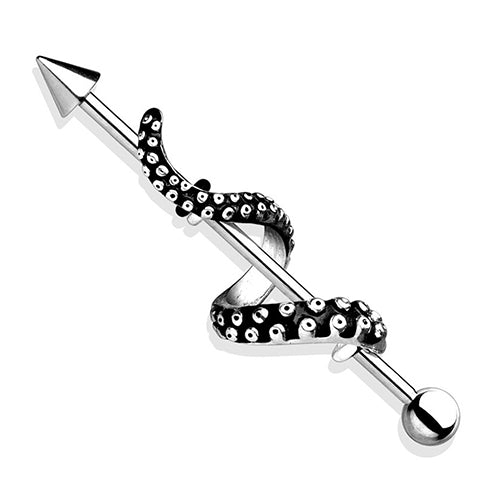 1Pc Men Women Arrow Punk Barbell Wrapped Octopus Tentacle Earring Body Piercing