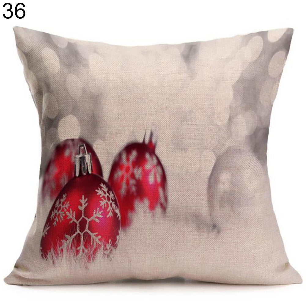 Christmas Santa Claus Deer Print Cushion Cover Pillow Case Square Car Home Decor