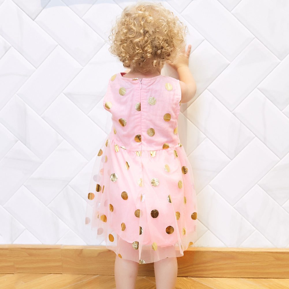 Princess Toddler Baby Girl Fashion Gilding Dots Gauze Sundress Sleeveless Dress