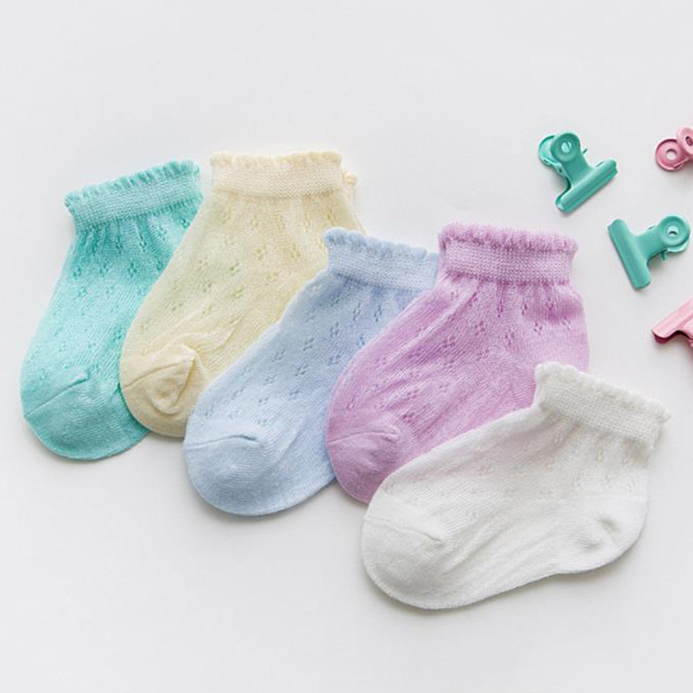 5 Pairs Baby Infants Summer Cotton Mesh Breathable Soft Ultrathin Short Socks