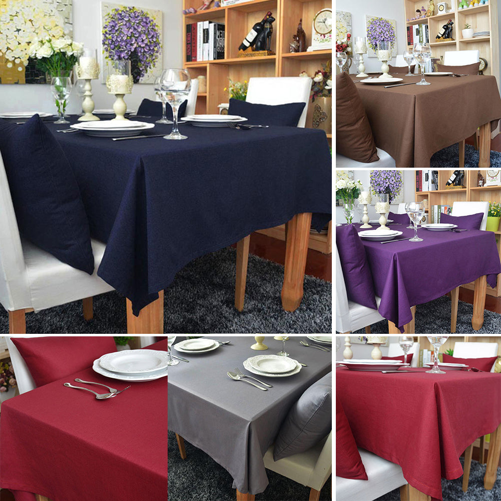 Solid Color Table Cloth Cotton Linen Rectangle Tablecloth Washable Desk Cover