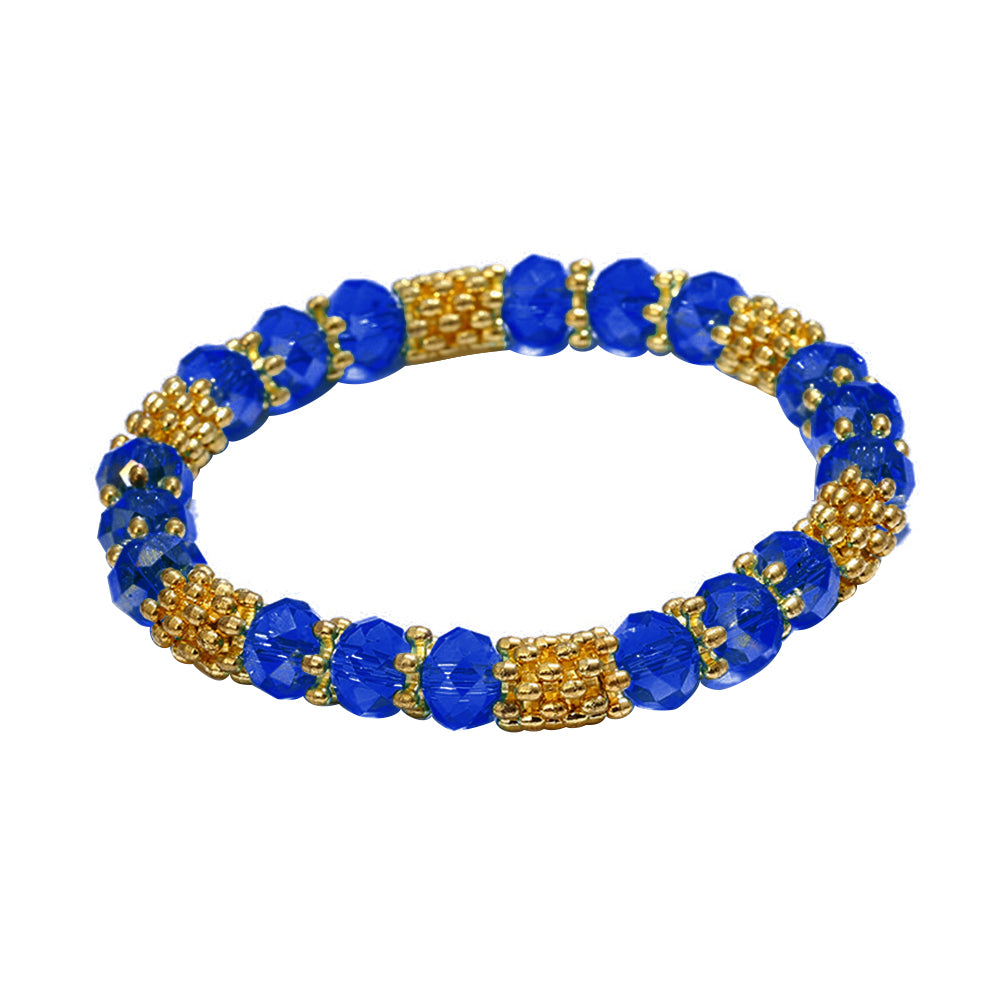 Fashion Elegant Faux Crystal Alloy Elastic Beaded Bracelet Women Jewelry Gift