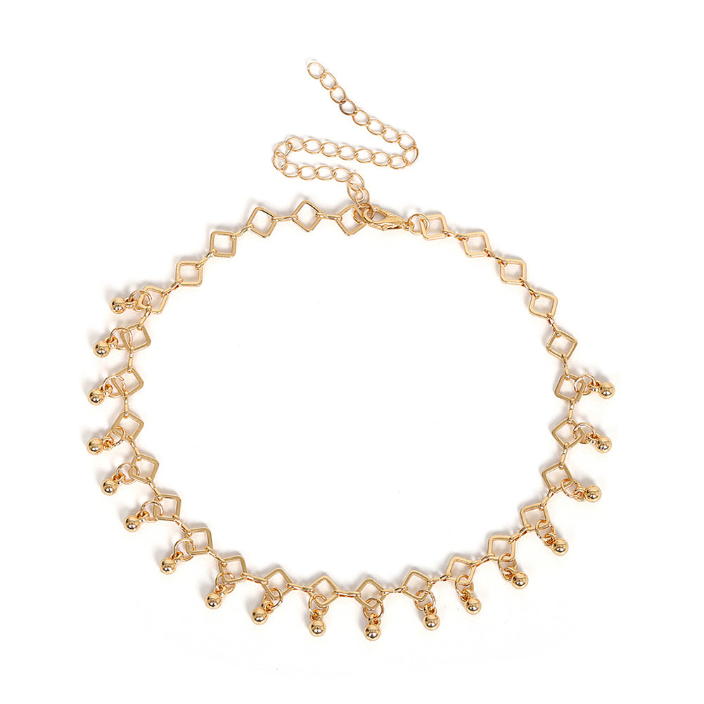 Bohemia Rhombus Metal Ball Pendant Choker Necklace Evening Party Women Jewelry