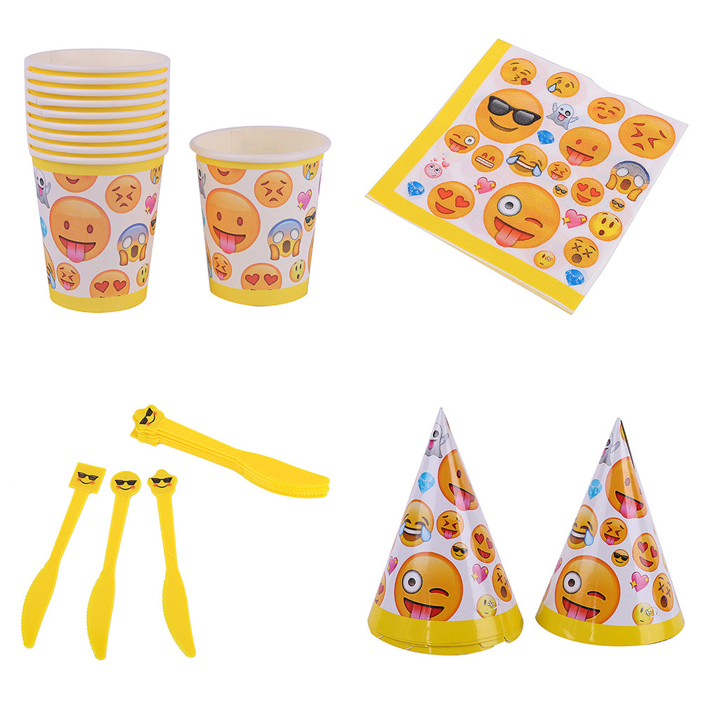 Cute Emoji Smile Cry Baby Kids Birthday Party Event Decoration Supplies Set