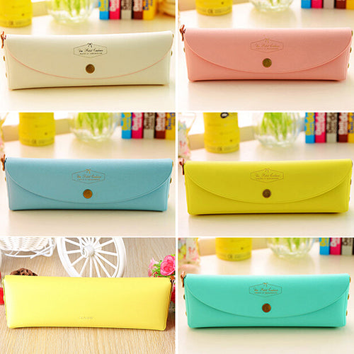 Creative Candy Color Pencil Case Kawaii Concise Multi-fonction Pencil Bag