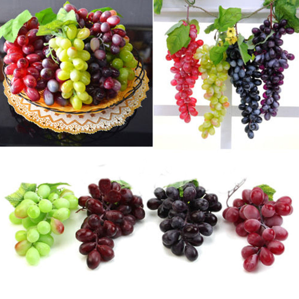 36 Pcs in 1 Bunch Artificial Plastic Grapes Lifelike Fake Fruit Food Home Decor