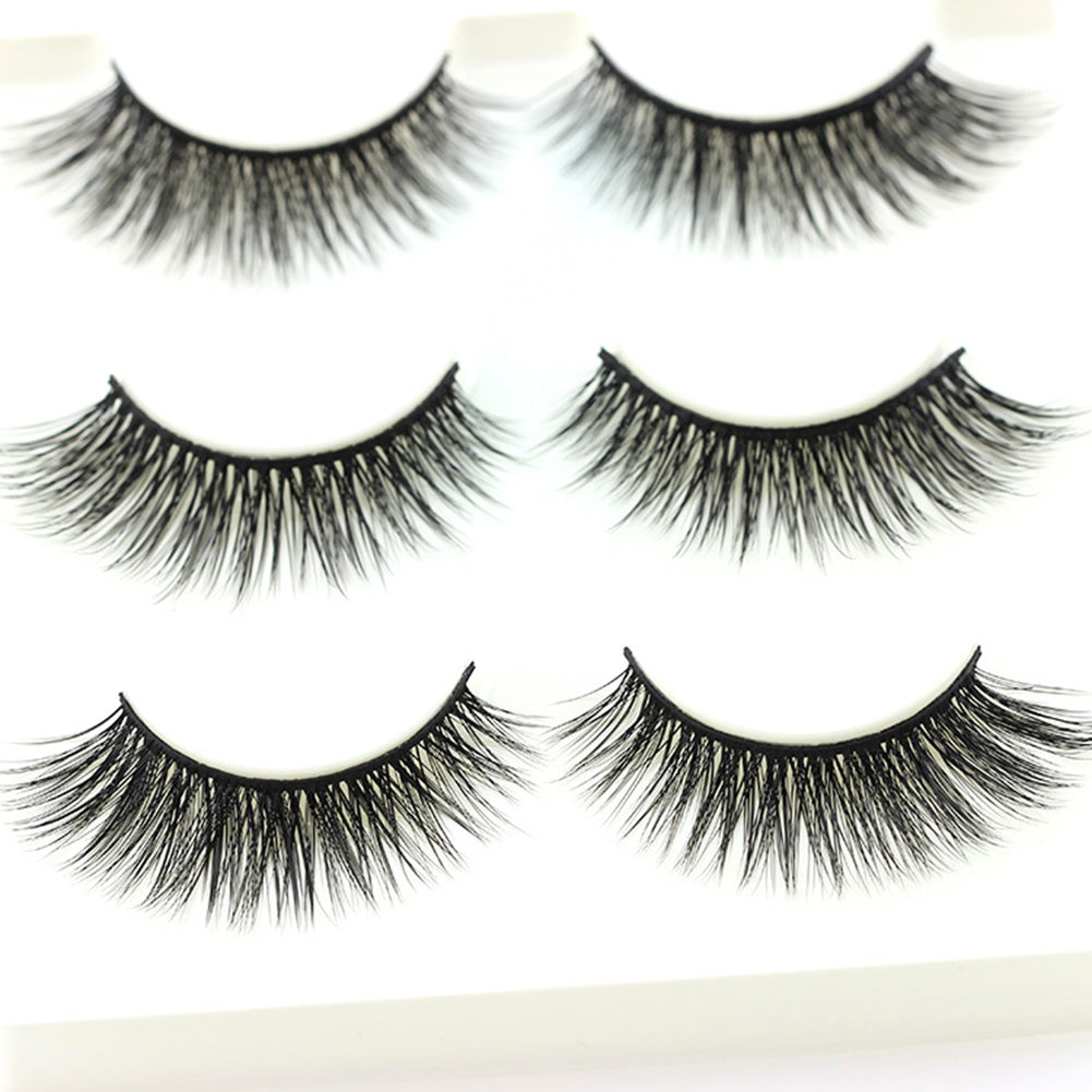 3 Pairs Soft False Eyelash Long Thick Women Beauty Makeup Extension Eye Lashes