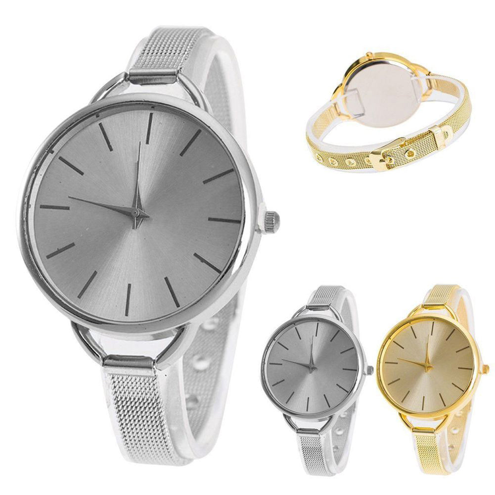 Luxury Women Slim Mesh Band Stainless Steel Quartz Analog Dress Wrist Watch