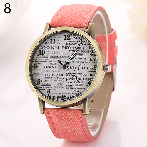 Men Women Fashion Graffiti Retro Cowboy Fabric Analog Quartz Casual Wrist Watch