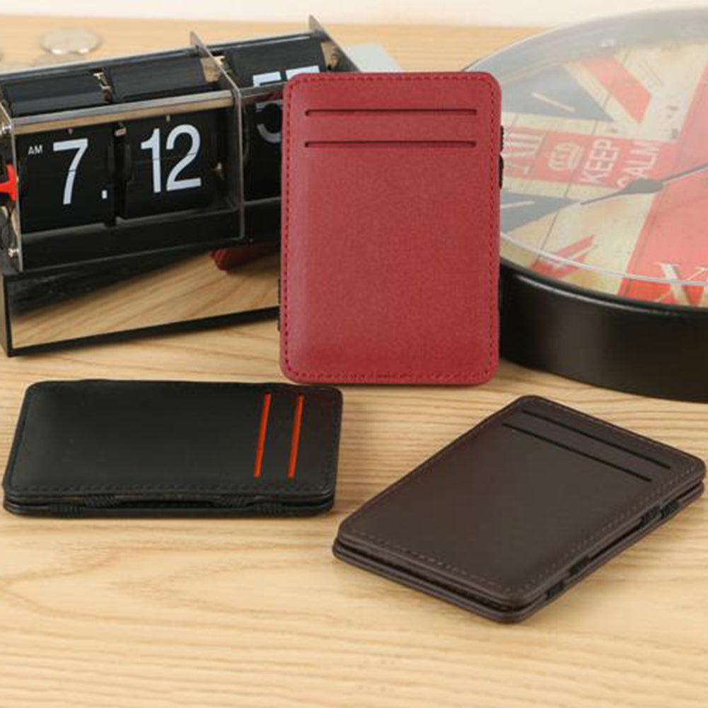 Men's Faux Leather Money Clip ID Credit Card Holder Business Pocket Wallet Purse