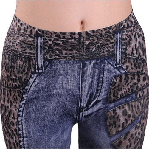 Fashion Women Ladies' Pants Leopard Slim Fit Pencil Jeans Casual Trousers