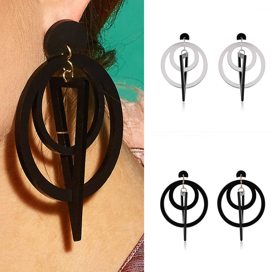 Creative Women Hollow Geometric Stitching Circle Triangle Earrings Ear Jewelry