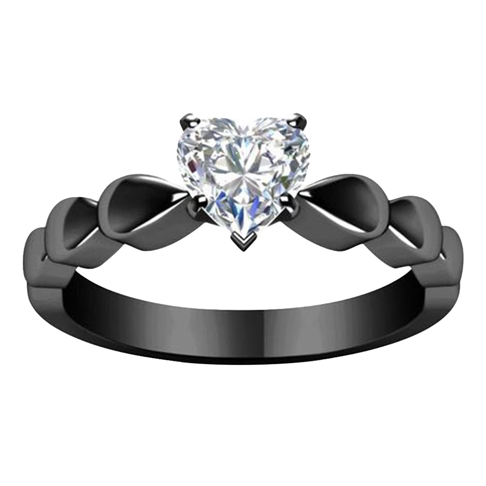 Love Heart Cubic Zirconia Shiny Bride Princess Wedding Engagement Ring Jewelry