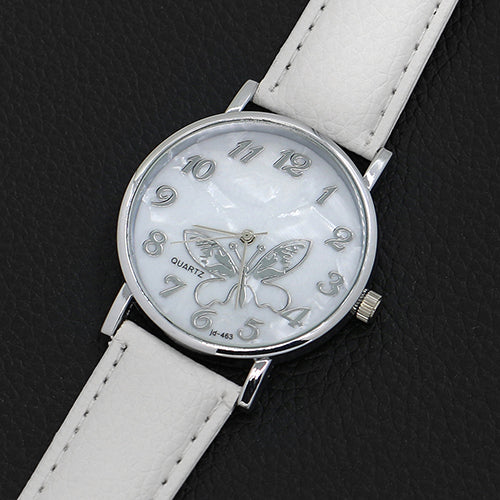 Women's Girls' Butterfly Arabic Numbers Dial Marbling Analog Quartz Wrist Watch