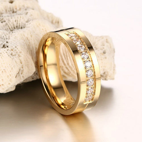 1Pc Fashion Titanium Steel Lover Ring Golden Plated Couple Ring for Men Women