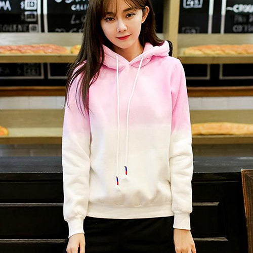 Unisex Fashion Long Sleeve Sweet Casual Gradient Color Pullover Hooded Hoodie